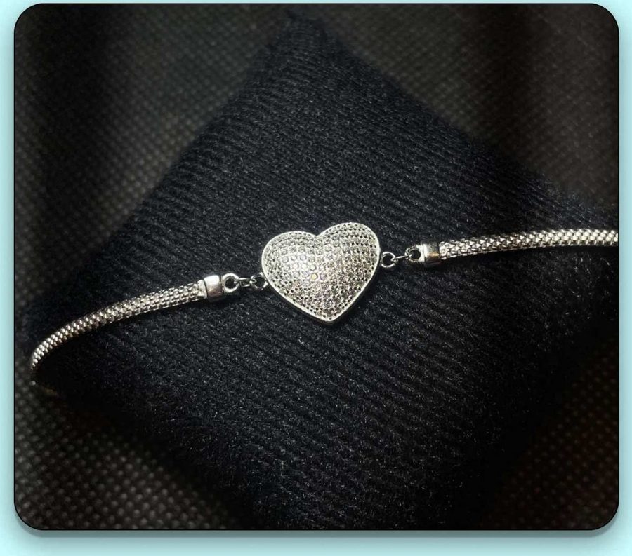 Pulseira coração cravejado pipoca 